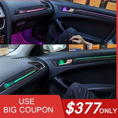 LED Ambient Light For Audi A4 B8 2010-2016 Peach Wood Grain Turbine Vent Car Air Condition Vent Decorate Lamp Carbon Look