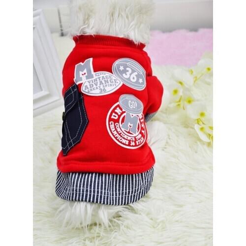 Pet supplies new dog clothes letter pocket sweater thick warm