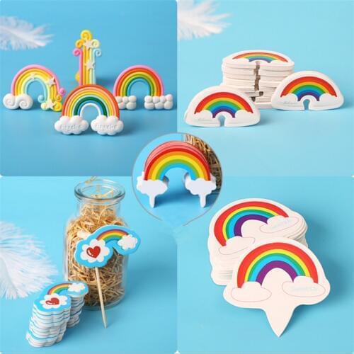 Unicorn Party about 50pcs/set Rainbow Cake Topper Birthday Party Decorations Kids DIY Cloud Baking Decoration Dress Up-S