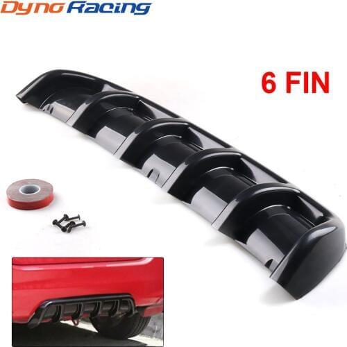 Universal Bright Black Car Car-Styling ABS Rear Shark Fin Style Curved Bumper Lip Diffuser Shark 6 Fin Spoiler Kit