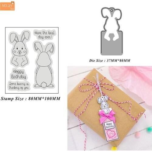Cutting Dies 2021 New Arrival Cute Bunny Label Stamp and Metal Stencil for DIY Scrapbooking Paper Card Making Embossing Craft Di