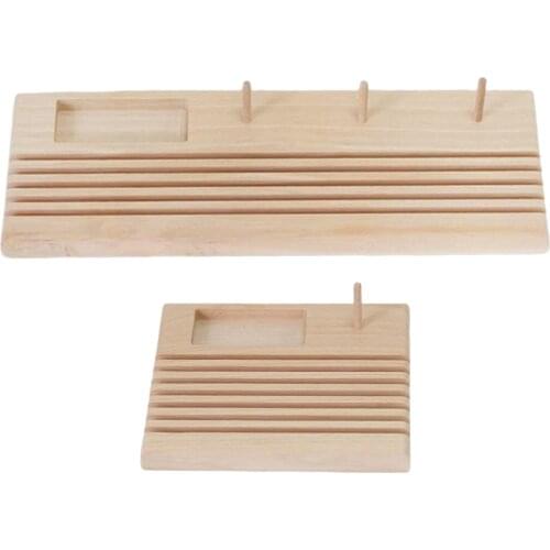 Embroidery Supplies Tool Wooden Patchwork Ruler Rack With Reel Holder Storage Space DIY Arts Crafts Sewing Quilting Ruler Holder