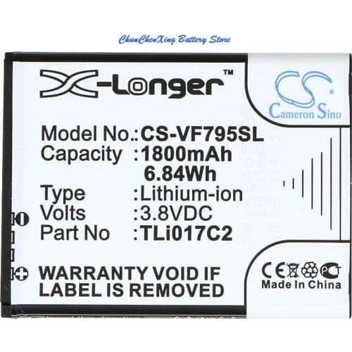 Cameron Sino High Quality 1800mAh Battery TLi017C2 for Vodafone Smart Speed 6, VF-795