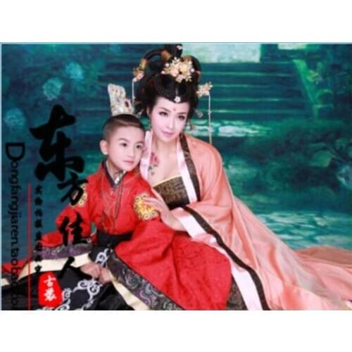 Xi Zhou Qu Han Dynasty Parent-Child Mother-Son Hanfu Costume Sets Childrens Day Performance or Photo House
