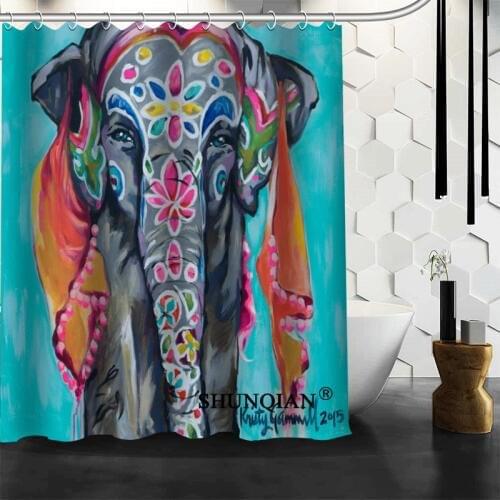 Custom Elephant Shower Curtain 12 Hooks For The Bathroom High Quality Polyester Fabric Bath Curtain 3D Printing