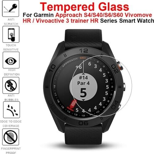For Garmin Approach S4 S6 S60 S40 Tempered Glass Screen Protector Film For Garmin vivomove vivoactive 3 trainer HR Smart Watch