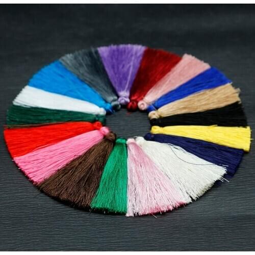 Factory Sale! 20pcs/lot 65mm Random Mixed Rayon Silk Tassel Charm Earring Findings Tassels for Bags Clothing Handmade Jewelry