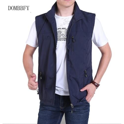 Sleeveless Vest Men Spring Summer Casual Breathable Waistcoat Multi-pockets Military Jacket Fishing Photography Travel Vest 5XL