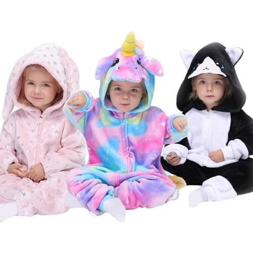 Girls Boys Winter Kigurumi Pyjamas Unicorn Onesies Pajamas Kids Baby Anime Jumpsuit Overalls Animal Costume Childrens Sleepwear