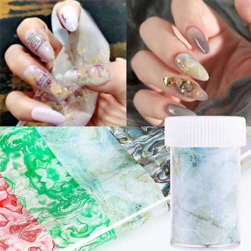 1 Roll 4*100cm Marble Pattern Starry Sky Nail Foils Shell Nail Transfer Stickers Decals Manicure