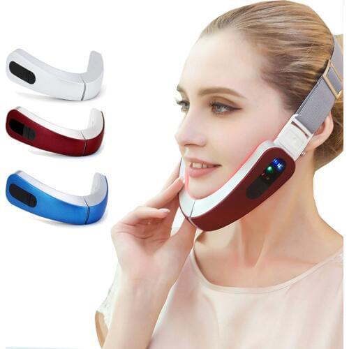 1pcs Micro-current Facial Massager Smart Lazy Slimming Face Device Thin Face Corrector Masticator Red And Blue Beauty Apparatus