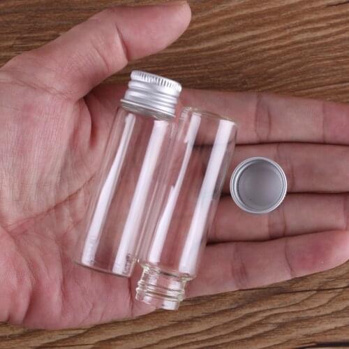 10pcs 18ml 22*70mm Clear Glass Bottles with Aluminum Caps Empty Glass Jars DIY Crafts Vials Spice Jars for Wedding favors