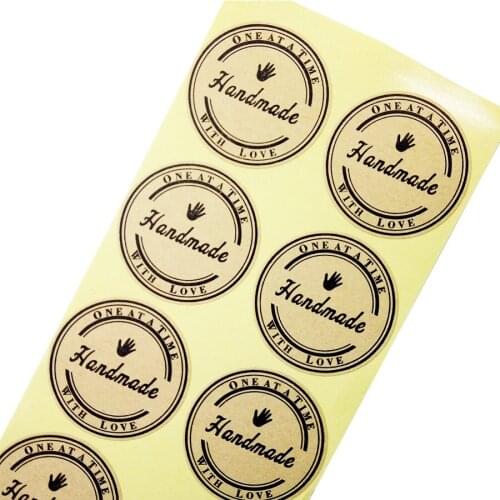 1000 Pcs/lot Round Kraft Handmade With Love StickerDIY Multifunction Seal Sticker Gift Sticker Label Wholesale FREE SHIPPING