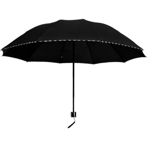 106cm Large Area Increase Business Tri-fold Creative Umbrella Three-folding Sunny and Rainy Black Coating Umbrella