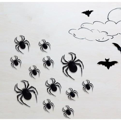 12pcs/set Halloween 3d Spider Sticker PVC Window Wall Decal Living Room Halloween Decoration Festival Party Home Decor Wallpaper