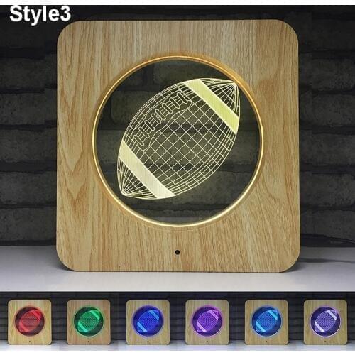 Rugby Soccer Football 3D LED Lamp ABS Plastic Night Light DIY Customized Table Light Kids Colors Gift Home Decor Dropshipping