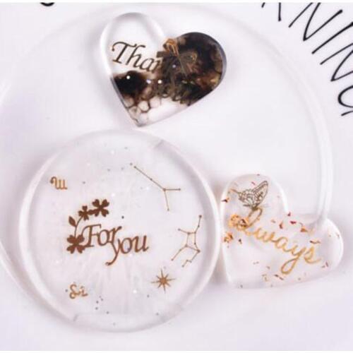 4Pcs UV Epoxy Resin Fillings Gold Letters Cat Flowers Stickers Resin Mold Decor T4MD