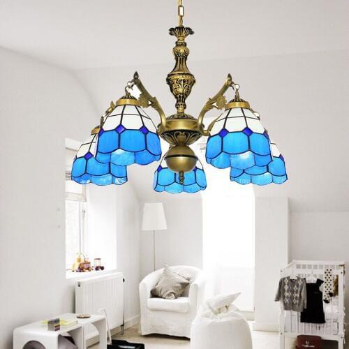 5 light white gold tiffany chandelier blue glass shade foyer bohemian lighting gallery spanish chandelier italian hanging lamp