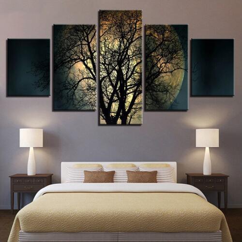 5d Diy Diamond Painting Cross Stitch 5Pieces Tree Moon Night View Mosaic full square round diamond wedding decorationZP-2476