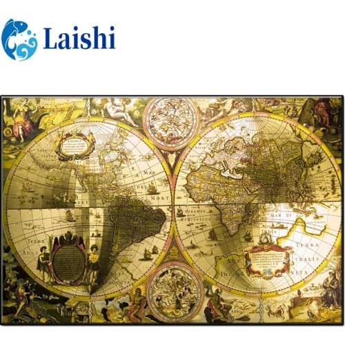 5D DIY Vintage world map full Round Drill Diamond Painting Cross Stitch 3D Diamond Art Embroidery Diamond Mosaic Decor Gift