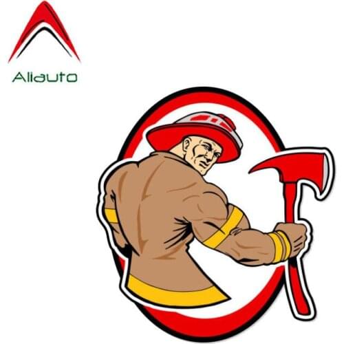 Aliauto Personality Car Sticker Muscle Fireman Accessories Cover Scratch Decal PVC for Suzuki Peugeot Skoda Volvo Kia,11cm*11cm