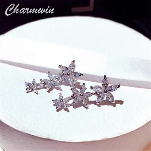 Charmwin New Fashion Dangle Earrings For Women Earrings Rhinestone Flower Long Earrings Women Jewelry Girl Gift