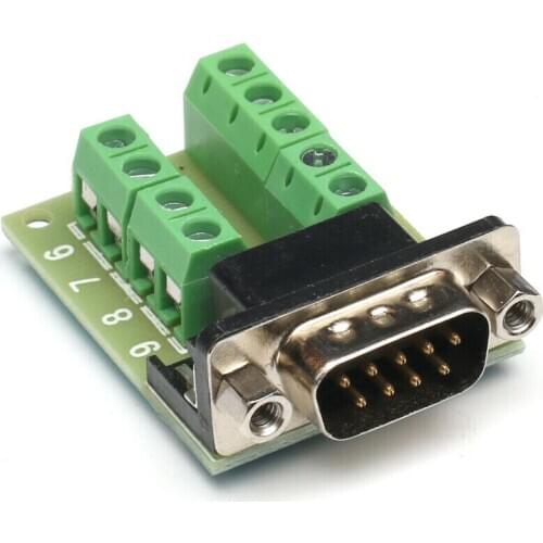 D-SUB DB9 MALE RS232 Serial Connector Breakout Board Screw Terminals (narrow)