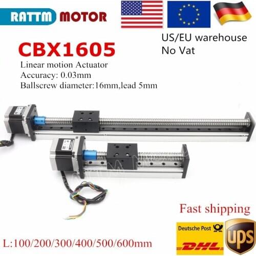 EU/US ship CBX1605 CNC Linear Guide Stage Rail Motion Slide 100 200 300 400 500mm Table Ball Screw linear actuator