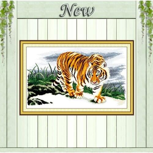 A Tiger animal King Drawing painting,Counted print on the canvas DMC 14CT 11CT DIY Cross Stitch Needlework kits Embroidery Sets