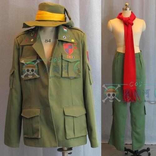 Hellsing Pip Bernadotte cosplay costume Hellsing green Cosplay top+pant+hat+scarf