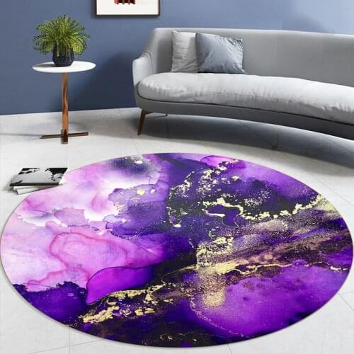 Rugs And Carpets For Home Living Room 3D Blue Purple Gold Abstract Mats Bedroom Floor Round Rug Fashion Romantic Anti-slip Mat