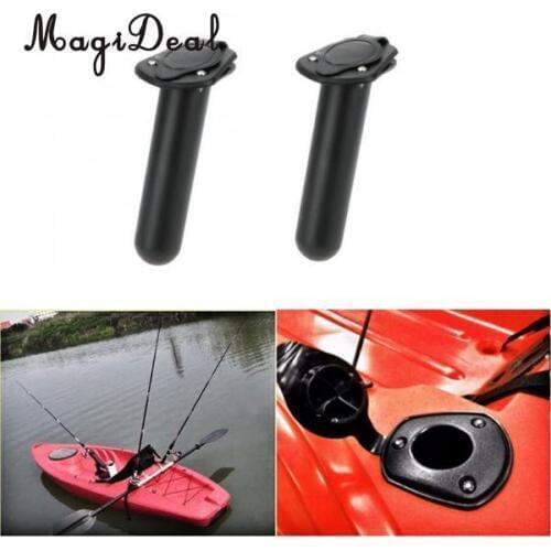 2Pcs Flush Mount Fishing Boat Rod Holder Bracket with Cap Cover & Screw Kayak Canoe Fishing Tackle Rowing Boats Accessories Tool