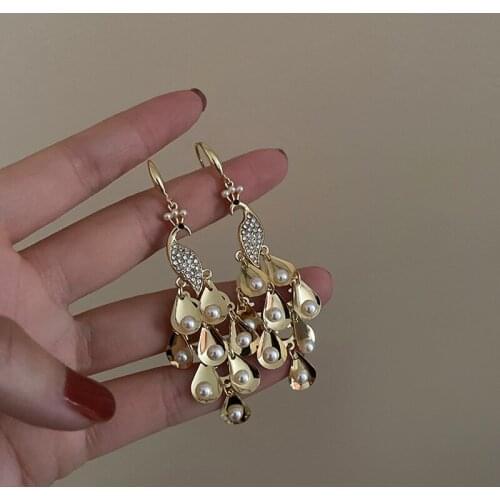 Butterfly Pendant Womens Earrings Golden Geometric Water Drop Pearl Alloy Trend 2021 Earrings Fashion Jewelry Party Happy Hour