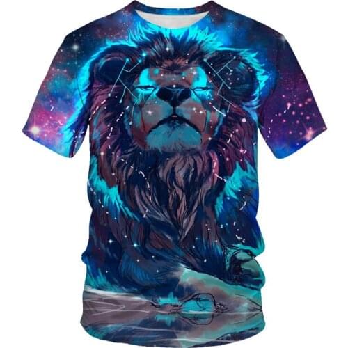 Summer Fashion New 3D Printed Animal T-shirt Anime Lion Tiger Domineering Pattern Comfortable Leisure Rock Style Mens T-Shirt