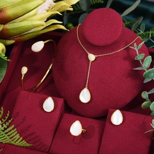 Missvikki Fashion 4PCS Luxury African Dubai Style Waterdrop Jewelry Set For Women Wedding Dubai Bridal Jewelry Set Indian 2021