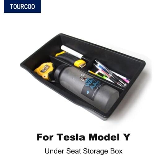 Car Interior Modification Under Seat Storage Box for Tesla Model Y