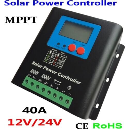 MPPT Solar Controller 40A 50A 60A 70A 80A 90A 100A Solar Charger, 12V 24V Auto-work Battery Regulator 40A Solar Controller