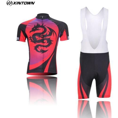 XINTOWN Cycling Jersey 2019 Men Summer Ropa Ciclismo Red Dragon Short Sleeve Bicycle Jersey Set MTB Bike Sport Cyclcing Clothing