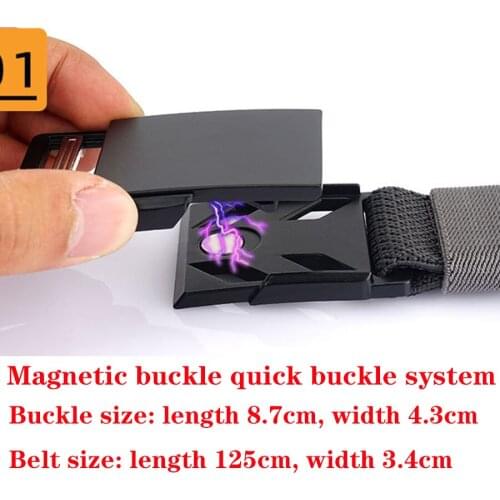 Men Belts Canvas Fabric Designer Belts for Men Metal Magnetic Buckle Adjustable Luxury Band High Quality Elasticity Nylon Belt