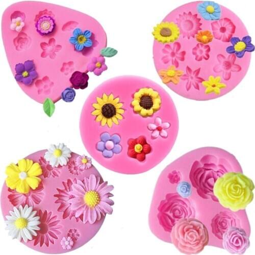 Flower Fondant Cake Molds Candy Silicone Molds Set for Chocolate Fondant Polymer Clay Soap Crafting Projects & Cake Decoration