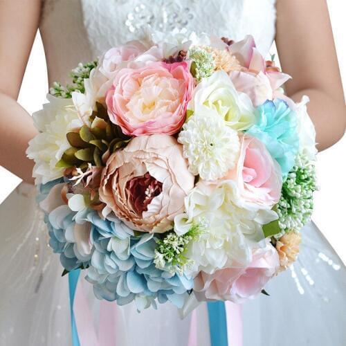 Real Photo Crystal Rose Wedding Bouquets Bridal Bridesmaid Artificial Diamonds Flower Bouquet With Silk Ribbon And Crystal