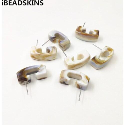 New arrival! 25x9mm Light brown 100pcs Acrylic C-shape Stud earring for earrings accessories,parts,hand Made Jewelry Earring DIY