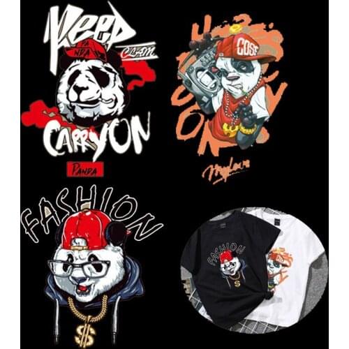New Design Panda Patch Iron On Clothes Badges Washable Heat Transfer Diy Animal Accessory Clothing Decor Stickers