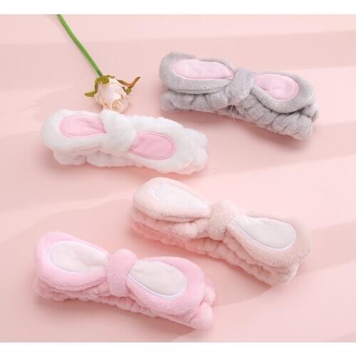 Vienkim 1Pcs Fashion Women Girls Rabbit Ears Hairband Elastic Headdress Hair Accessories Cotton Makeup 2020 Ears Turban Hair