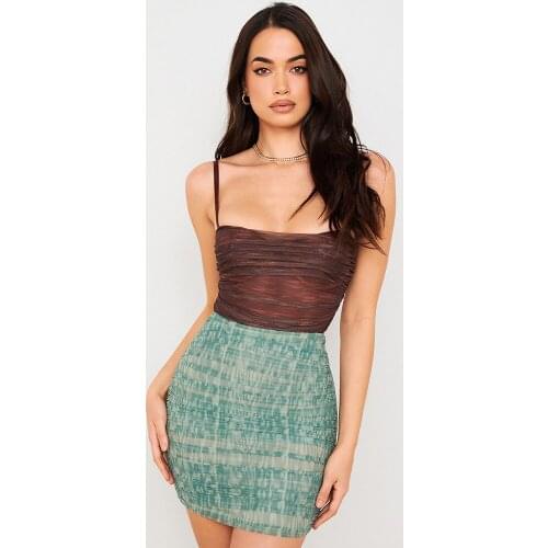 Mesh Bodycon Dress Set Women Party Dress Mini 2021 New Arrivals 2 Piece Set Green Draped Dress Celebrity Evening Club Dress