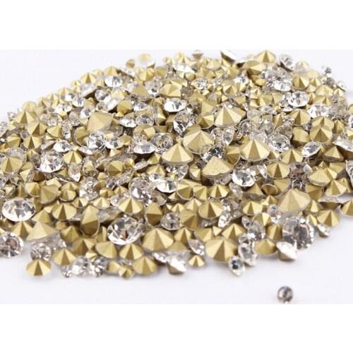 SS5-SS38 Crystal Clear Mix Size About 500Pcs Nail Art Pointback Glass Round Rhinestone Glue On Rhinestones For Nail Art Jewelry