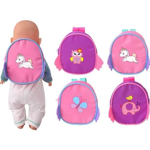 43 Cm Boy Dolls Backpack Cartoon Animal Bag Canvas Bag Born Baby Toys Accessories Fit 18 Inch American Doll Girls Q93