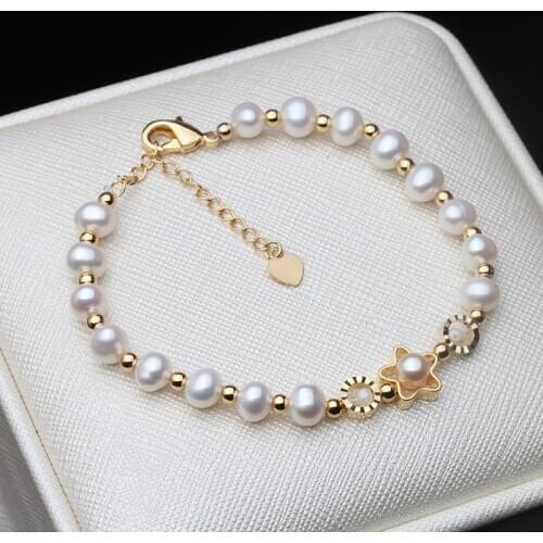 Wedding Fine Charm Pearl Jewelry Natural White Freshwater Pearl Bracelet For Women Anniversary Gift