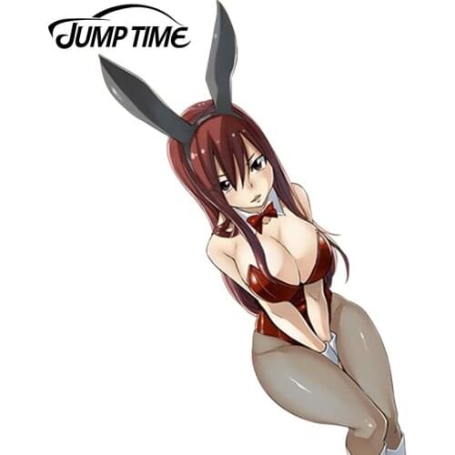 JumpTime 13cm x 8.6cm 3D Sexy Bunny Girl Erza Scarlet Render Waterproof Anime Car Window Bumper Accessories Car Sticker