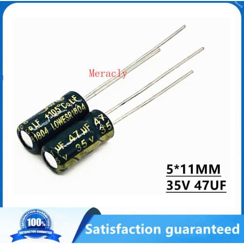 50PCS 35V 47UF 20% High frequency low impedance electrolytic capacitor Power supply motherboard High temperature resistance